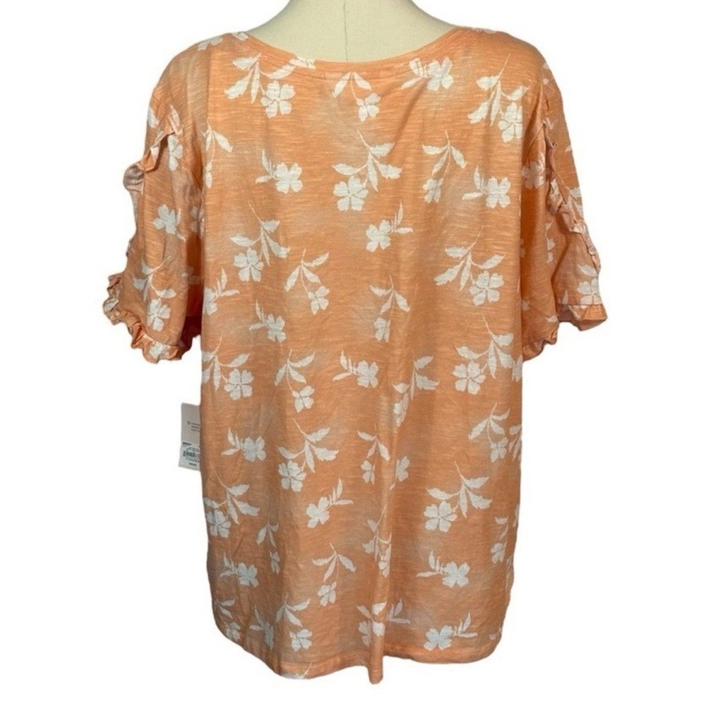 LC Lauren Conrad 100% Cotton Peach & White Short Sleeve Tee Size (XXL) - Picture 2 of 3